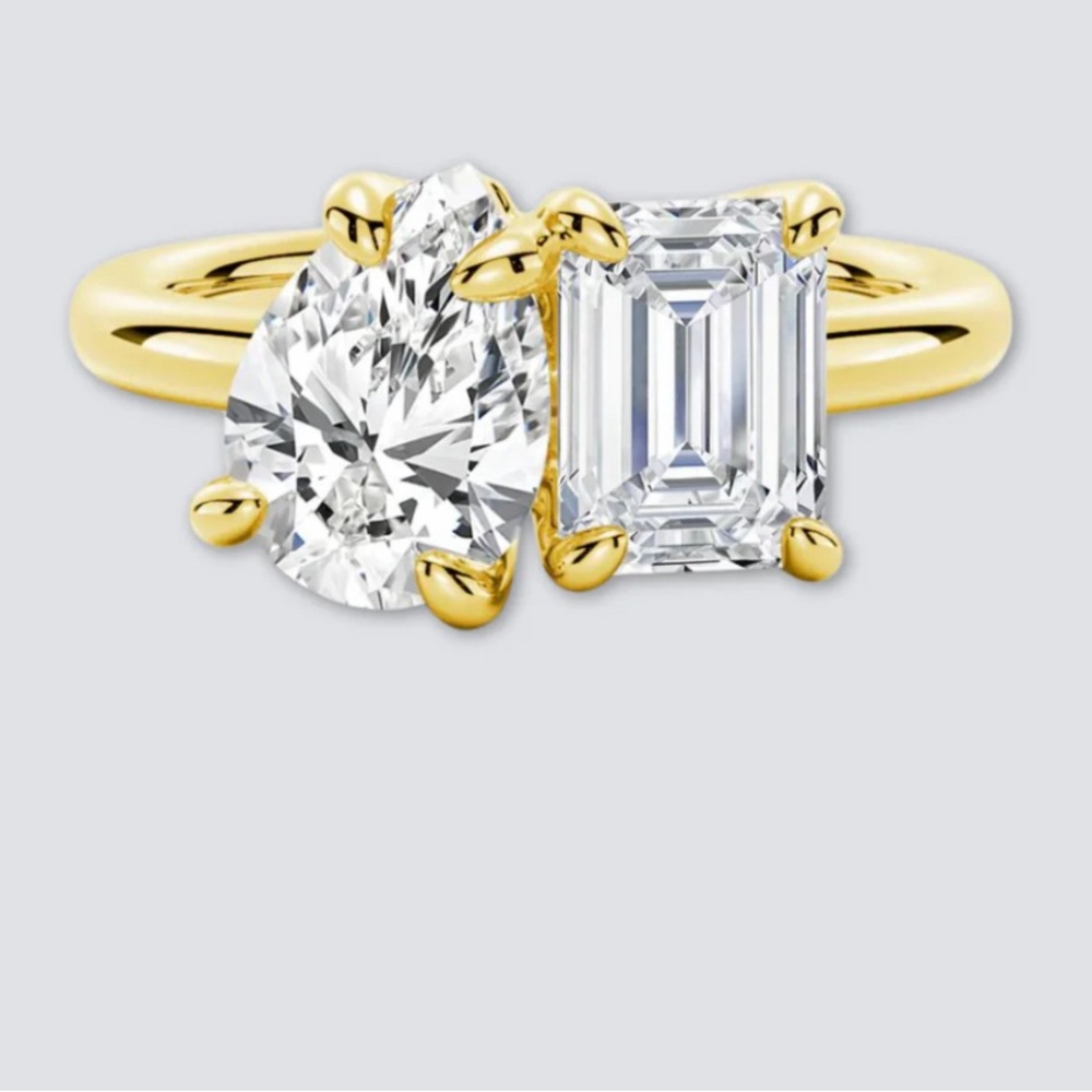 Gold and Silver Two-Stone Diamond Ring